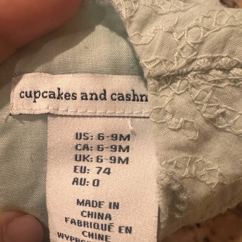 cupcakes & cashmere Mint Green Lace Trim Dress with Matching Bloomers and hat